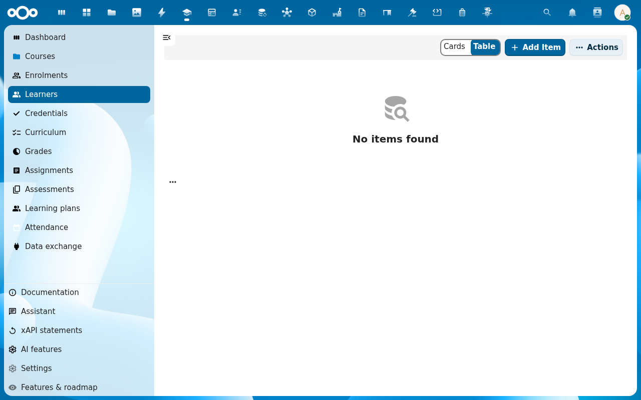 Learner enrolments tab